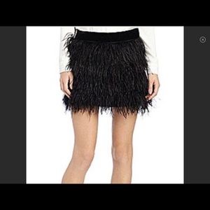 Sam Edelman Black Ostrich Feather Miniskirt